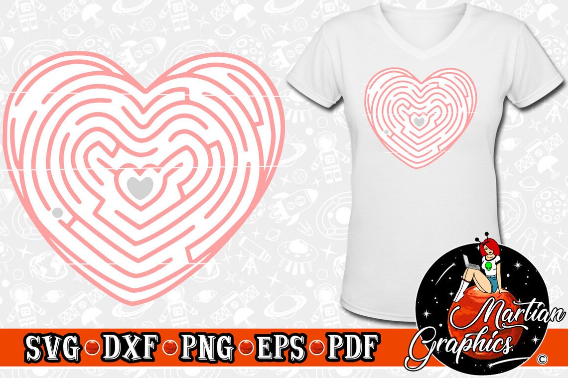 Download Valentines Day Heart Love Maze SVG Cut File | Etsy