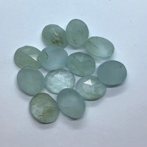 Oval Rose Cut Natural Aquamarine Flat Back AAA Loose Gemstone For Assorted Jewelry 5x7,5x8,6x8,7x9,9x11,10x14,12x16,13x18,15x20,20x30 MM