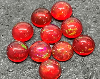 Czerwony kaboszon z opalu etiopskiego: okrągły, płaski, luźny kamień szlachetny (2-12 mm)