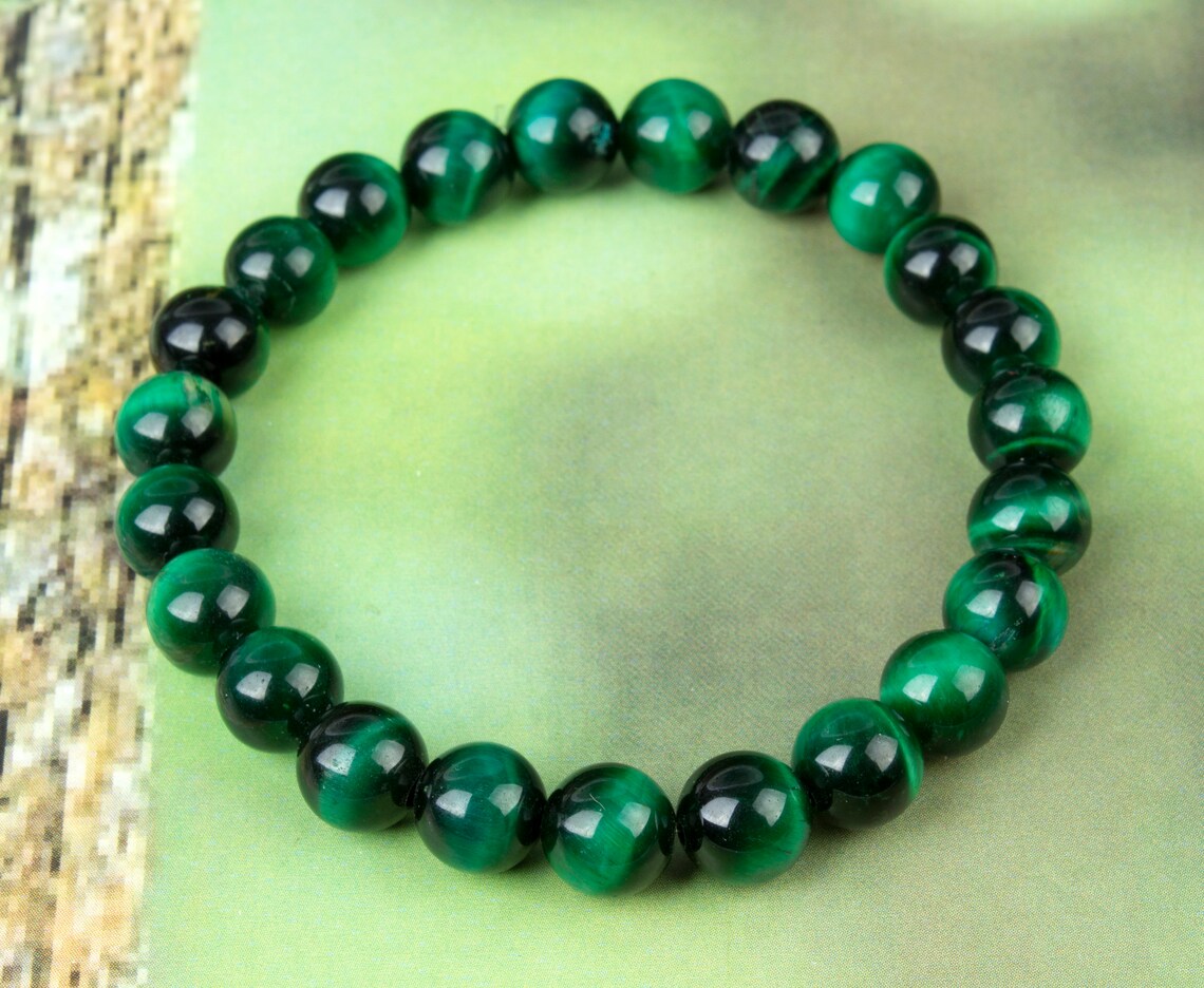 Natural Green Tiger Eye Gemstone 8MM Plain AAA Quality Beads | Etsy