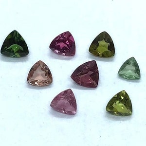 Natural Multi Tourmaline Trillion Cut Faceted AAA Quality Loose Gemstone Assorted For All Jewelry 3,4,5,6,7mm Multicolor Trillion