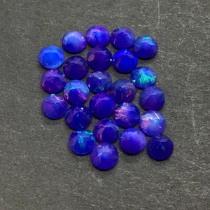 Natural Blue Ethiopian Opal Gemstone: Round Faceted Jewelry Stone (2-12mm)