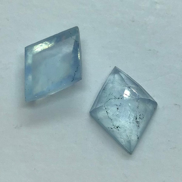 Natural Aquamarine Kite/Diamond Shape Rose Cut Flat Back 100% Loose Gemstone Assorted Jewelry 6x9, 6x10, 6x12, 7x10, 8x12, 8x14, 9x13,9x16mm