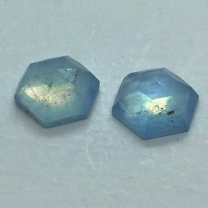 AAA Aquamarine Natural Hexagon Rose Cut Flat Back Top Quality Loose Gemstone For Making All Type Jewelry 6x6,7x7, 8x8, 9x9, 10x10, 12x12mm