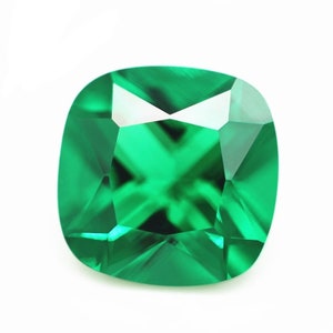 Synthetic Emerald Cushion Cut Faceted Handmade Gemstone 4mm To 8mm Green Nano Crystal Loose Gemstone Assorted For All Type Jewelry
