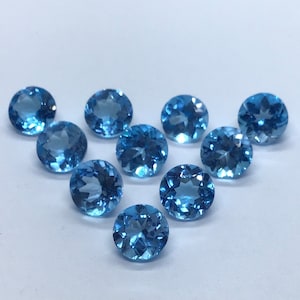 AAA Quality Round Cut Swiss Blue Topaz Faceted Natural Loose Gemstone Assorted For Jewelry 1,2,3,4,5,6,7,8,9,10,11,12,13mm Blue Topaz Round