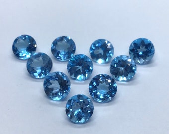 Topacio azul suizo AAA, gema de talla redonda (1-13 mm)