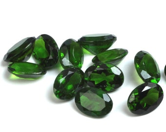 Natural Chrome Diopside Oval Cut AAA Dark Green Color Round Faceted Loose Gemstone For Jewelry Making 3x5, 4x5, 4x6, 5x7, 6x8, 7x9mm Oval