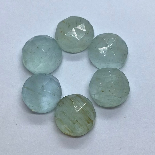 Natural Aquamarine Round Rose Cut Flat Back AAA Quality Loose Gemstone For Assorted Jewelry 6,7,8,9,10,14,15,16,17,18,20,22,24,25,26,28,30MM