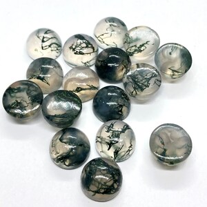 Cabochon van natuurlijk mosagaat, ronde platte edelsteen, sieraden maken (4-15 mm)