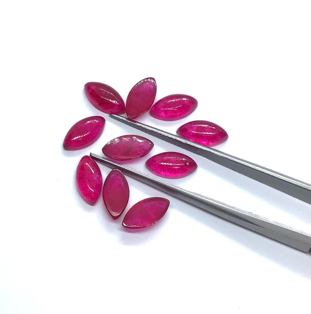 AAA Natural Ruby Quartz Flat Back Marquise Cabochon Loose Gemstone