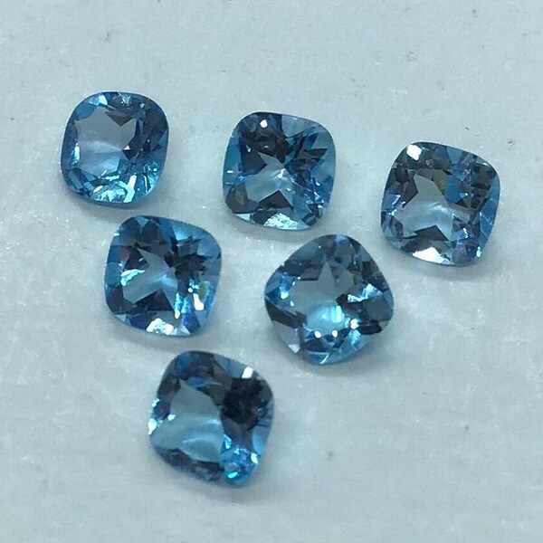 Blue Topaz Cushion Natural Swiss Cut Faceted AAA Quality Loose Gemstone For Making Jewelry 4,5,6,7,8,9,10,11,12mm Swiss Blue Topaz Cushion