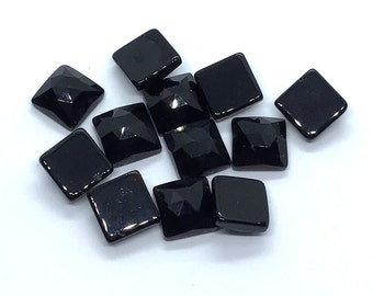 Piedra preciosa de ónix negro natural de corte cuadrado rosa: piedra suelta de 6-30 mm