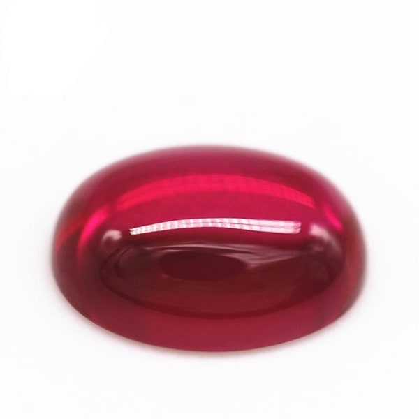 Ruby Oval Flat Back Cabochon, Lab Created Ruby Loose Gemstone, Synthetic Ruby Size 9x11 mm, 10x12 mm, 10x14 mm, 12x16 mm