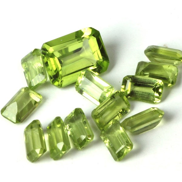 Peridot Octagon Shape Cut Faceted, Natural Green Fancy Shape Cut Loose Gemstone For Making Jewelry 3x5mm, 4x6mm, 5x7mm, 6x8mm, 7x9mm, 8x10mm