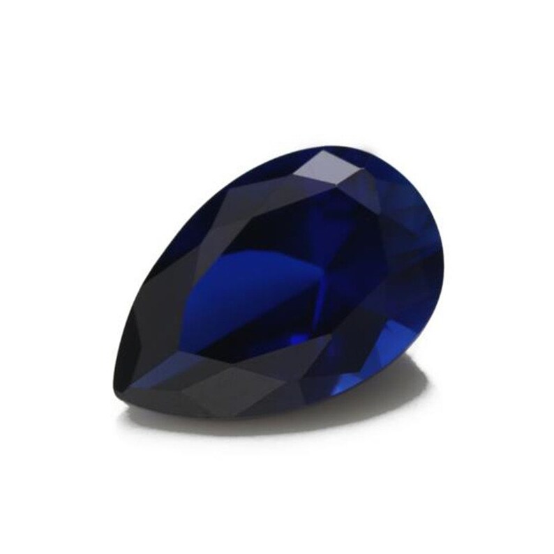 AAA Lab Created Synthetic Faceted Blue Sapphire Pear Loose Gemstone 3x5 to 18x25 AAA Lab Created Synthetic Faceted Blue Sapphire Pear Loose Gemstone 3x5 to 18x25