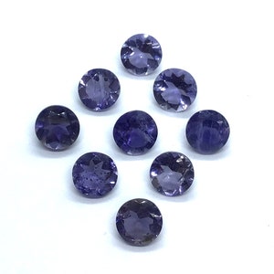 Natural Iolite Round Cut Faceted AAA Quality Loose Gemstone Assorted For All Jewelry 2mm, 2.5mm, 3mm, 4mm, 5mm, 6mm, 7mm, 8mm, 9mm, 10mm