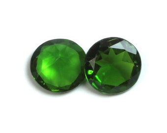 Natural Chrome Diopside Round Cut AAA Dark Green Round Faceted Loose Gemstone For Jewelry Making 3mm, 3.5mm, 4mm, 5mm, 6mm, 7mm Green Round