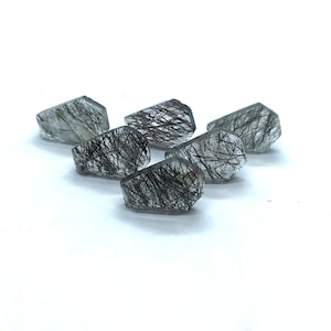 Natural Black Rutile Quartz Top Quality Coffin Cut Flat Back 100% Loose Gemstone Assorted Jewelry 6x9mm, 7x10mm, 7x12mm, 8x12 mm, 9x16 mm