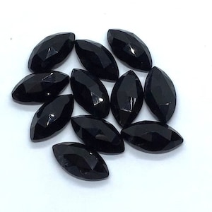 Ónix negro natural, talla marquesa, rosa, parte trasera plana, calidad AAA, piedra preciosa suelta, surtido para joyería, 4 x 8, 5 x 10, 6 x 12, 7 x 14, 9 x 18, 10 x 20, 15 x 30 mm