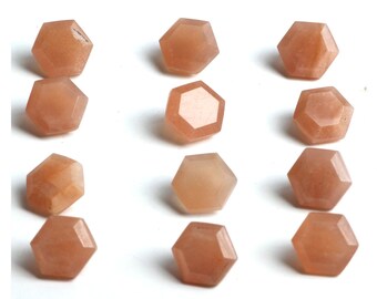 Peach Moonstone Hexagon Step Cut Gemstone, AAA Quality, Jewelry Making