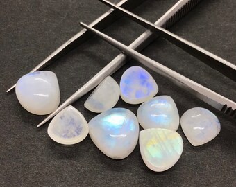 Rainbow Moonstone Heart Cabochon, Loose Gemstone, Jewelry Making (6-20mm)