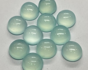 Natural Aqua Chalcedony Round Cabochon, AAA Gemstone (4-30mm)