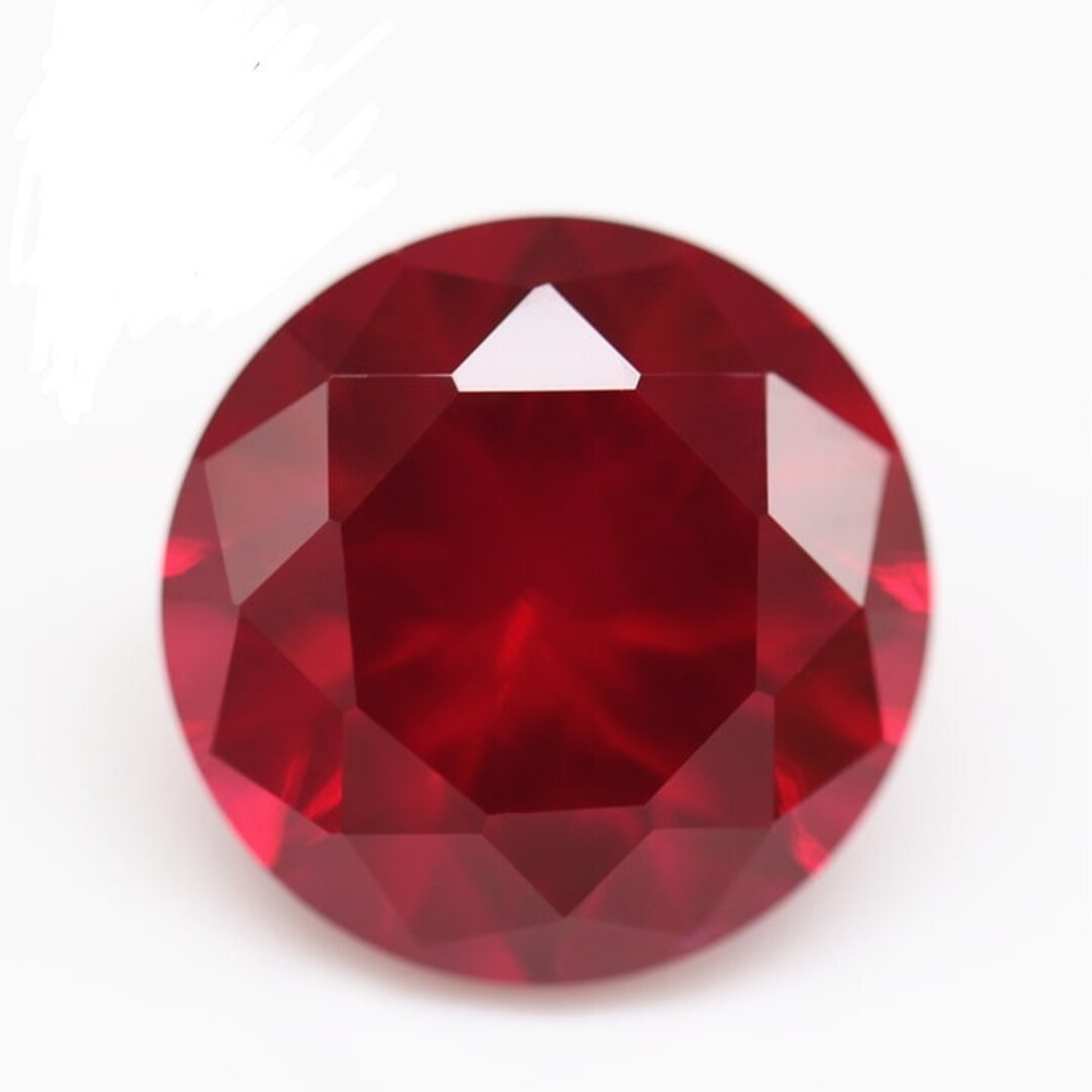 Lab Made Ruby Ruby Ruby Round Cut Faceted, Lab Created Ruby Loose Gemstone, Synthetic Ruby ...