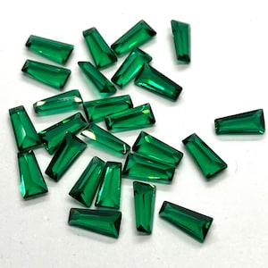 Emerald Tapper Baguette Cut Faceted Lab Created Baguette Emerald Green Nano Crystal Loose Gemstone Assorted For All Type Jewelry Wholesale