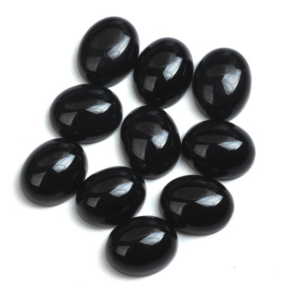Black Onyx Natural Oval Cabochon Flat Back AAA Quality Loose Gemstone Sizes 4x6,5x7,5x8,6x8,7x9,8x10,9x11,10x14,12x16,13x18,15x20,20x30 MM