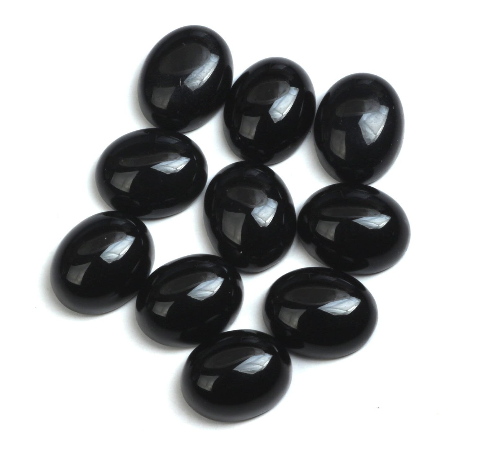Black Onyx Flat Back Oval Cabochon AAA Natural Loose Gemstone
