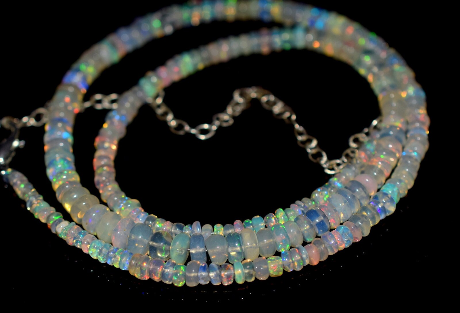 BESTSELLER Top Quality Ethiopian Opal necklaces Smooth Rondelle Beads Size 2x4 MM Ct 32 Ethiopian 16 Inch Opal necklaces  Beads Opal Beads