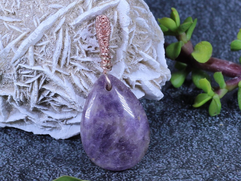 Self Gift February Birthstone Necklace Rose Gold Necklace Amethyst Teardrop Pendant Amethyst and Citrine Necklace Wire Wrapped Pendant