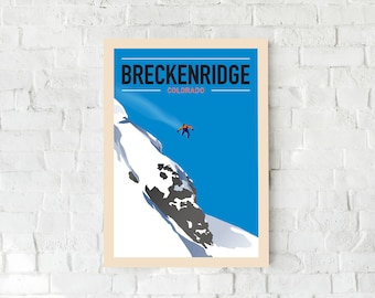 Impresión de snowboard, impresión de Breckenridge, freerider, póster de esquí, arte de snowboard