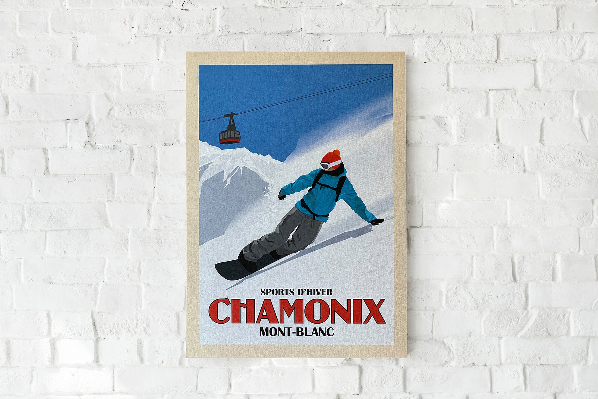 Snowboard Print Chamonix Print Ski Poster Snowboard Art Etsy UK
