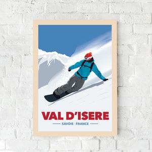 Snowboard Print, Val D&#39;Isere Print, Ski Poster, Snowboard Art