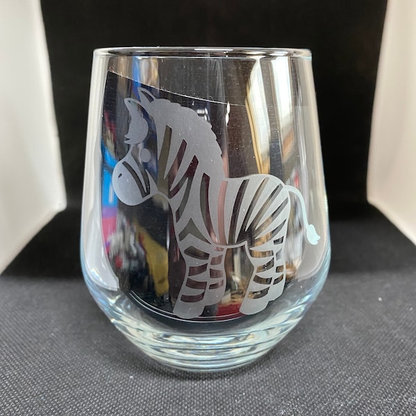 Zebra Wine Glass Etsy