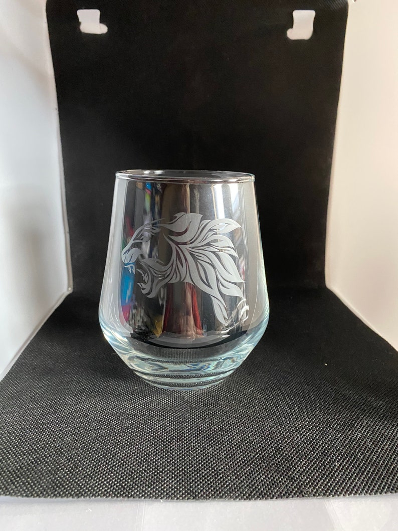 Personalized StemlessStemmed Wine Glass Panther Tribal