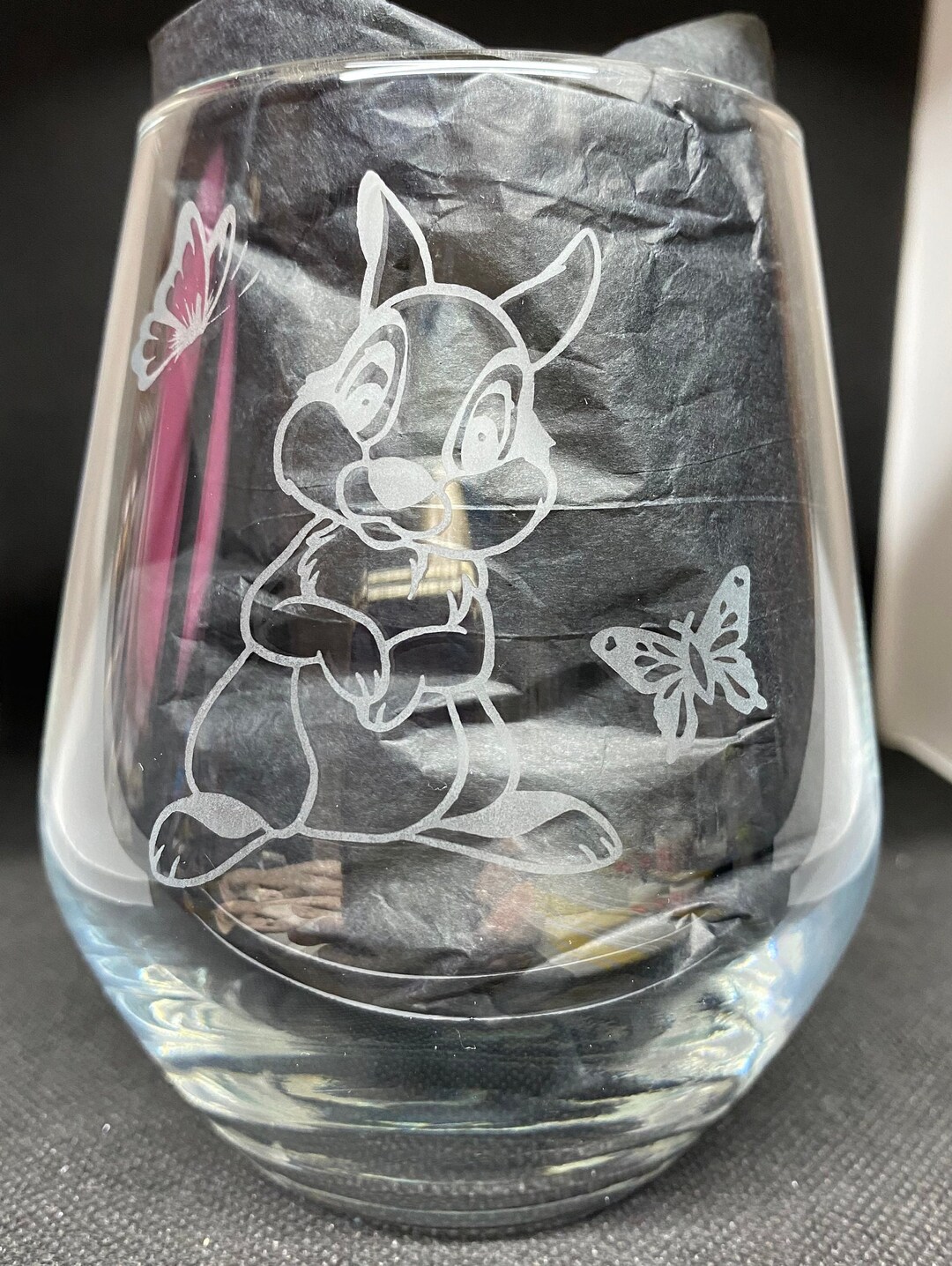 Wine Rabbit Shape Etched Glass Rabbit, Bunny - Wine Glass: Personalised Stemless/stemmed ...