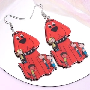 FREE SHIP Clifford the Big Red Dog Earrings, Unique Funny Dog Earrings, Acrylic, Teacher Gift, Teacher Clifford Earrings