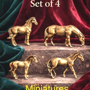 FREE SHIP Vintage Mini Bronze Metal Horse Figures, Tiny Horses, Mini Ponies, Dollhouse Shelf Collectible, Derby Horse Lover