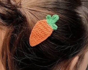 1 Carrot Hair Clip, Crochet Hair Clip, Barrette FREE SHIPPING