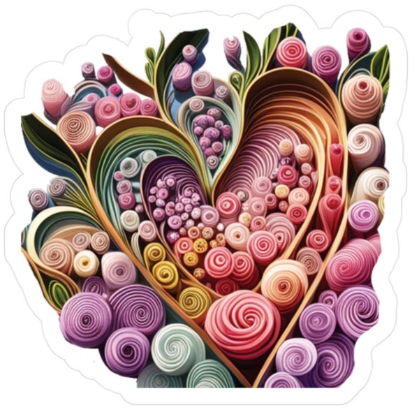 Romantic Heart Love Valentine Quilling Vinyl Decal