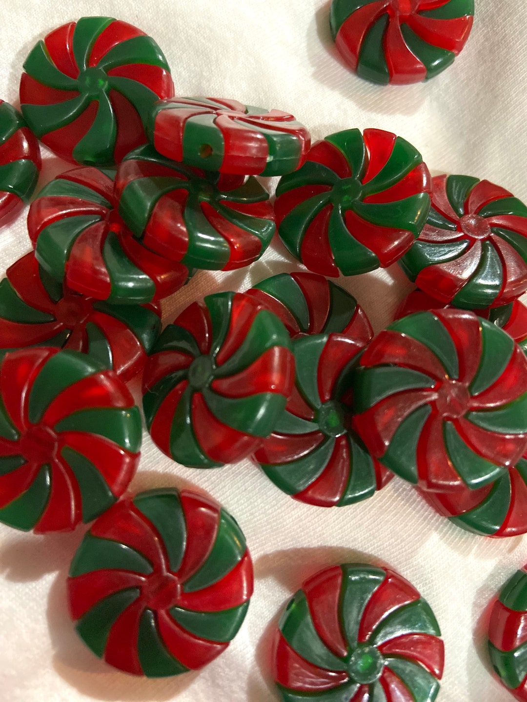 FREE SHIPPING Red and Green Peppermint Candy Beads Christmas Etsy