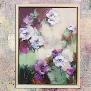 Wall Art Abstract Modern Flowers, Wall Art Flower Painting Framed Canvas Textured Wall Art Wall Decor Wood Framed