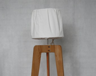 Tripod Floor Lamp – Scandinavian Wood Light with White Textile Shade, Model “ROSKILDE”