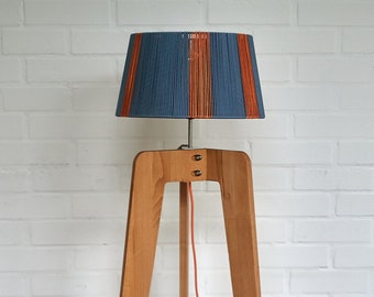 Tripod Floor Lamp – Scandinavian Beech Wood Light with Textile Shade, Model "KALMAR"