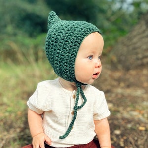 Crochet Pixie Bonnet/Newborn Baby Toddler Winter Hat/Wool Pixie Hat/Boys and Girls Winter Accessory/Bonnet/Handmade