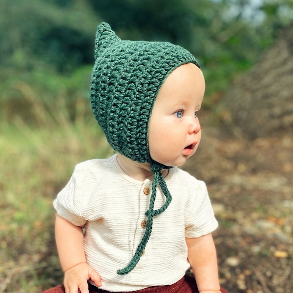 Crochet Pixie Bonnet/Newborn Baby Toddler Winter Hat/Wool Pixie Hat/Boys and Girls Winter Accessory/Bonnet/Handmade