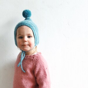 Pure merino wool baby bonnet/merino baby hat/merino pixie hat/merino pixie bonnet/wool kids bonnet/baby pixie hat/Bearloom image 3